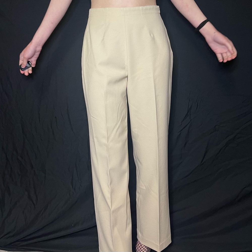 Cream straight leg vintage trousers light acadamia